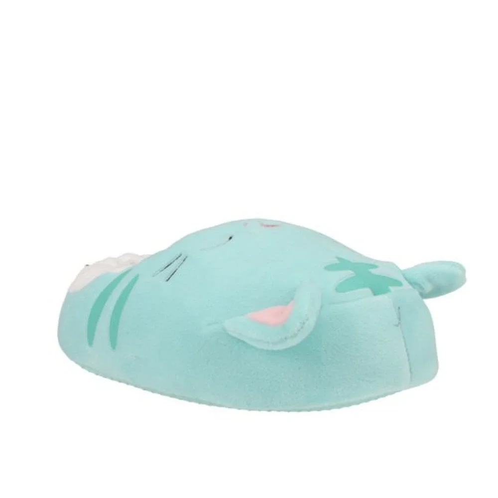 SQUISHMALLOWS CAT Girls Slippers Size 4-5 Teal Color NWT ULTRASOFT!